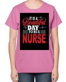 nurse with backround 1225# - nurse-  Ladies T-Shirt