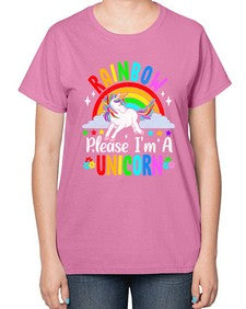 rainbow please im a unicorn 364# - unicorn-  Ladies T-Shirt