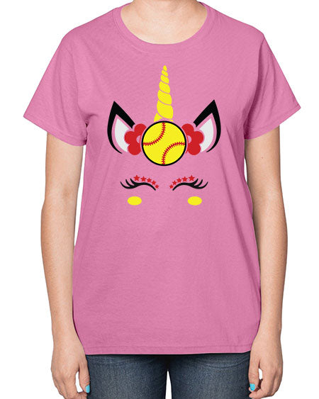 softball unicorn 399# - softball-  Ladies T-Shirt