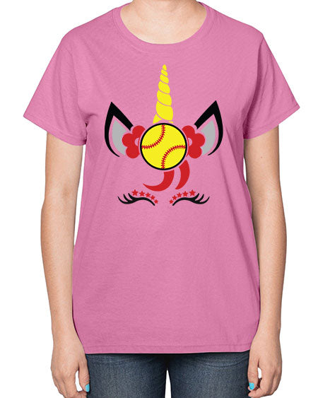 softball unicorn 401# - softball-  Ladies T-Shirt