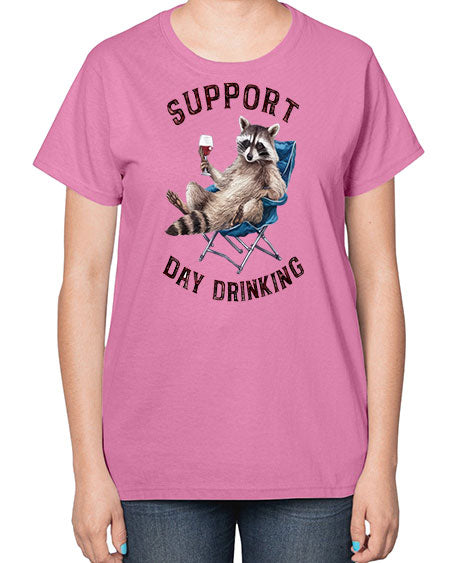 support day drinking 67# - raccoon-  Ladies T-Shirt