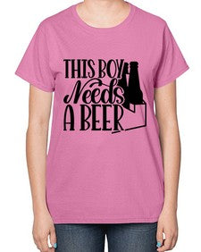 this boy needs a beer 1638# - beer-  Ladies T-Shirt