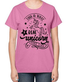 this is what a real unicorn black 436# - unicorn-  Ladies T-Shirt