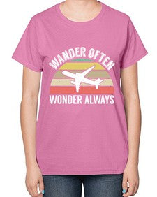 wander often wonder always  47# - airplane-  Ladies T-Shirt