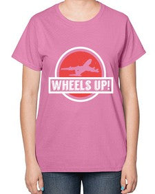 wheels up  50# - airplane-  Ladies T-Shirt