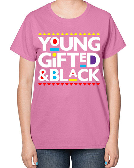 young gifted and black 2# - black words and phrases-  Ladies T-Shirt