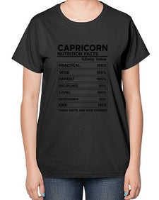 Capricorn Nutrition Facts 185# - capricorn-  Ladies T-Shirt