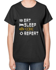 Eat sleep code repeat 49# - computer-  Ladies T-Shirt