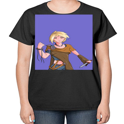 Girl hold knife 12# - anime-  Ladies T-Shirt