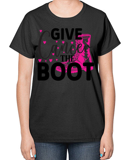 Give Cancer the Boot 24# - breast cancer-  Ladies T-Shirt