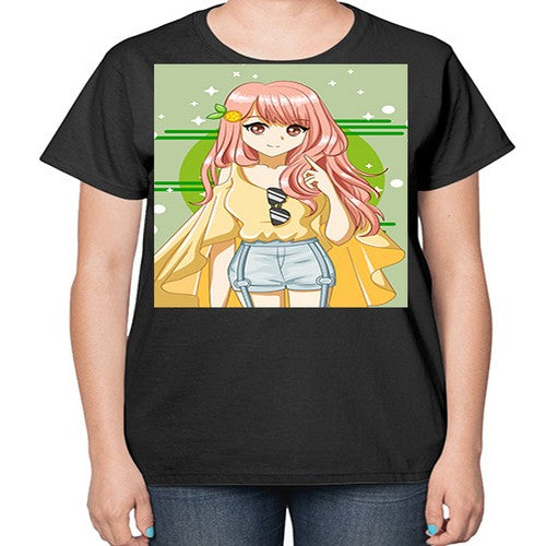 Happy and cute yellow blouse in summer holiday 43# - anime-  Ladies T-Shirt