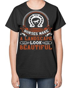 Horses make a landscape look beautiful Style 42# - horse-  Ladies T-Shirt