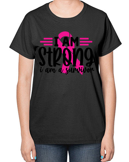 I Am Strong I Am a Survivor 20# - breast cancer-  Ladies T-Shirt