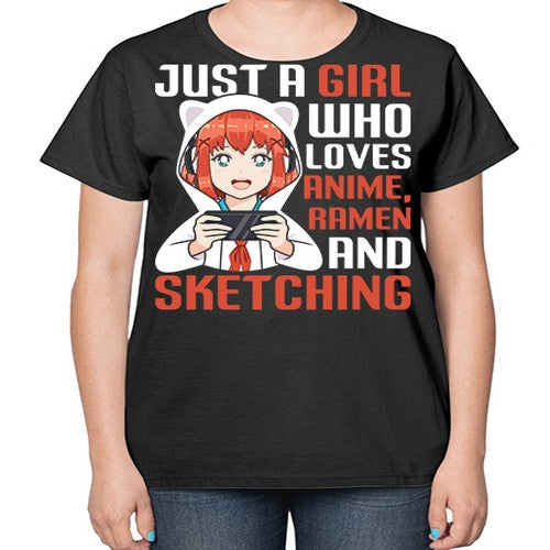 Just a girl who loves anime ramen and sketching260# - anime-  Ladies T-Shirt