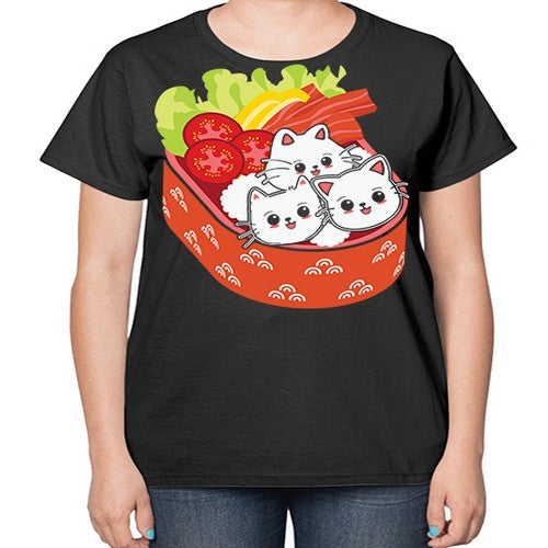 Kawaii Cat Boxed Lunch Anime Anime 266# - anime-  Ladies T-Shirt