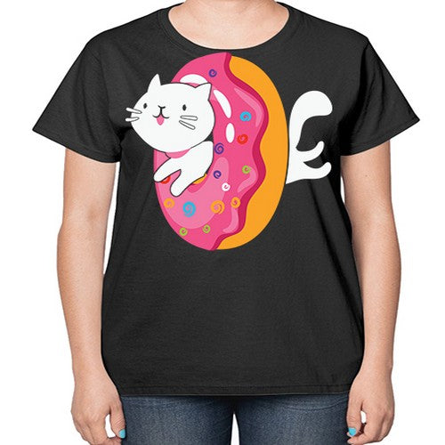 Kawaii Cat Donut Anime Lover Anime 267# - anime-  Ladies T-Shirt