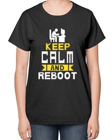 Keep Calm and reboot 27# - computer-  Ladies T-Shirt