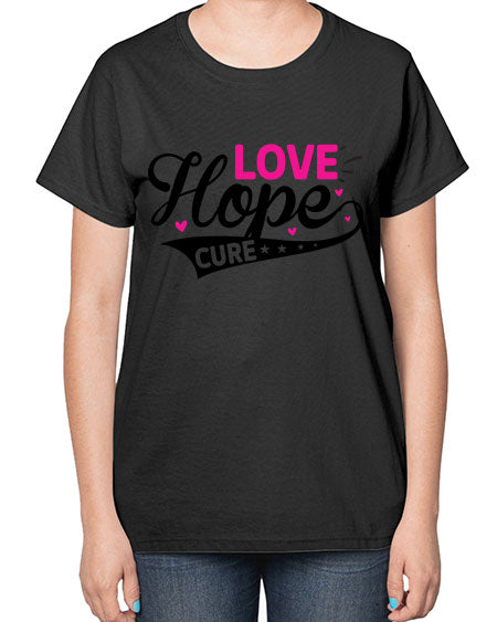 Love Hope Cure 14# - breast cancer-  Ladies T-Shirt