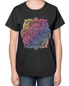 Mandala Courage Rainbow Glitter 758# - mandala-  Ladies T-Shirt