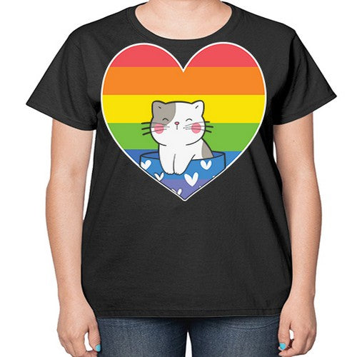 Pride Cat LGBT Kawaii Cats Anime 276# - anime-  Ladies T-Shirt