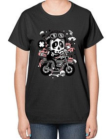 Skull Motocross 1058# - skull and bones-  Ladies T-Shirt