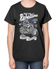 Skull Motorbiker 1059# - skull and bones-  Ladies T-Shirt