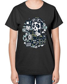 Skull Train 1067# - skull and bones-  Ladies T-Shirt