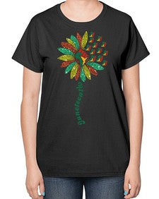 Sunflower Fist Juneteenth Black History 24# - black juneteenth-  Ladies T-Shirt