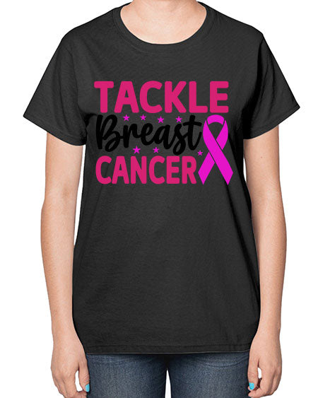 Tackle Breast Cancer 5# - breast cancer-  Ladies T-Shirt