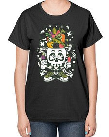 Vegetable Skull Head 1195# - skull and bones-  Ladies T-Shirt