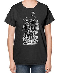 Warrior Skull Files 1208# - skull and bones-  Ladies T-Shirt