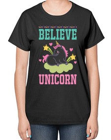 believe unicorn 45# - unicorn-  Ladies T-Shirt