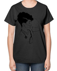 black nurse 3# - black girls or women-  Ladies T-Shirt