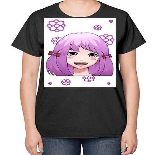 cute ponytails purple hair girl 63# - anime-  Ladies T-Shirt