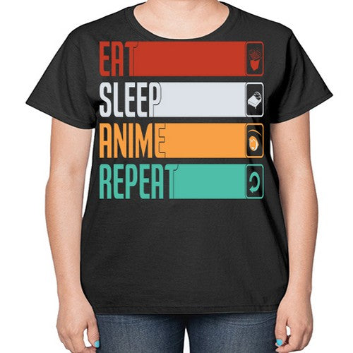 eat sleep anime repeat225# - anime-  Ladies T-Shirt