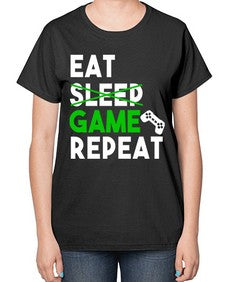 eat sleep game repeat 78# - video games-  Ladies T-Shirt