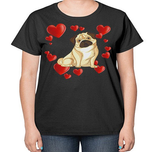 funny cute pug dog shirt 143# - dogs-  Ladies T-Shirt