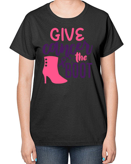 give cancer the boot Style 1# - breast cancer-  Ladies T-Shirt