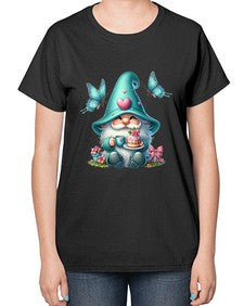gnome with butterfly 14# - gnome-  Ladies T-Shirt