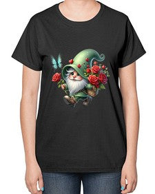 gnome with butterfly 24# - gnome-  Ladies T-Shirt