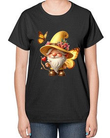 gnome with butterfly 27# - gnome-  Ladies T-Shirt
