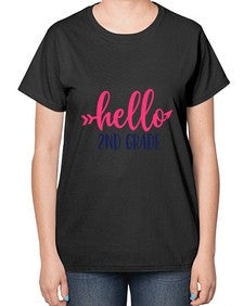 hello second grade 323# - second grade-  Ladies T-Shirt
