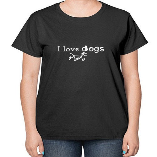 i love dog 169# - dogs-  Ladies T-Shirt