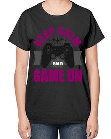 keep calm and game on 132# - video games-  Ladies T-Shirt