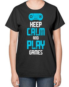 keep calm and play games 133# - video games-  Ladies T-Shirt