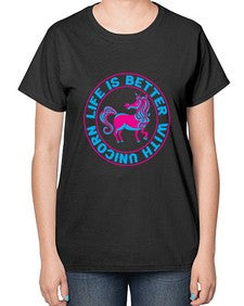 life is better with unicorn 251# - unicorn-  Ladies T-Shirt