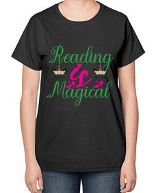 reading is magical 369# - unicorn-  Ladies T-Shirt