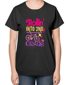 rollin into second grade 783# - second grade-  Ladies T-Shirt