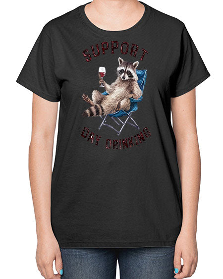 support day drinking 67# - raccoon-  Ladies T-Shirt