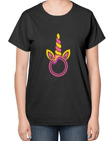 unicorn monogram frame 477# - unicorn-  Ladies T-Shirt